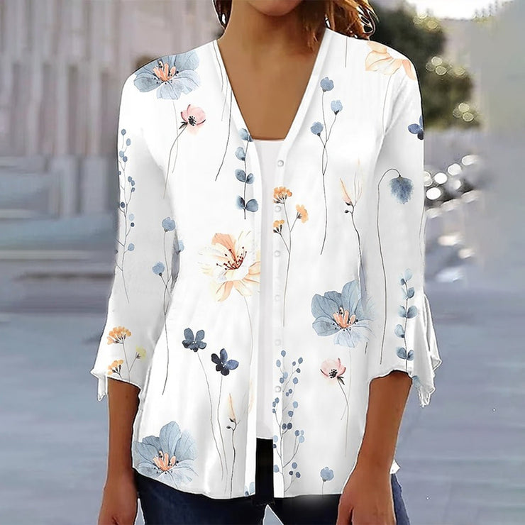 FallStil® - White floral fake top in two parts