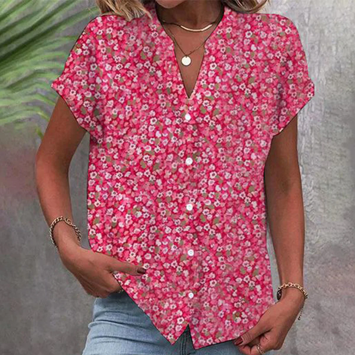 Pink flower blouse