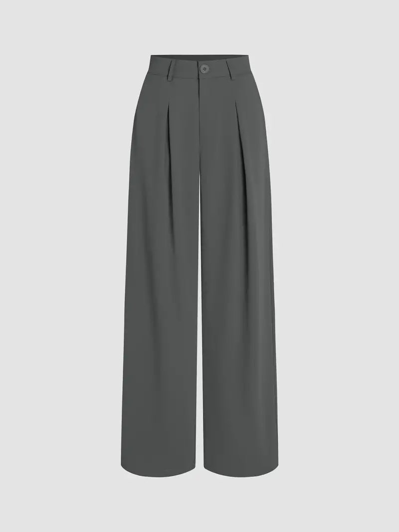 BioBlüte® - Anthracite Elegant Wide-Leg Office Trousers