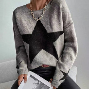 Naturlux® - Large Single Star Grey Long Sleeve Sweater