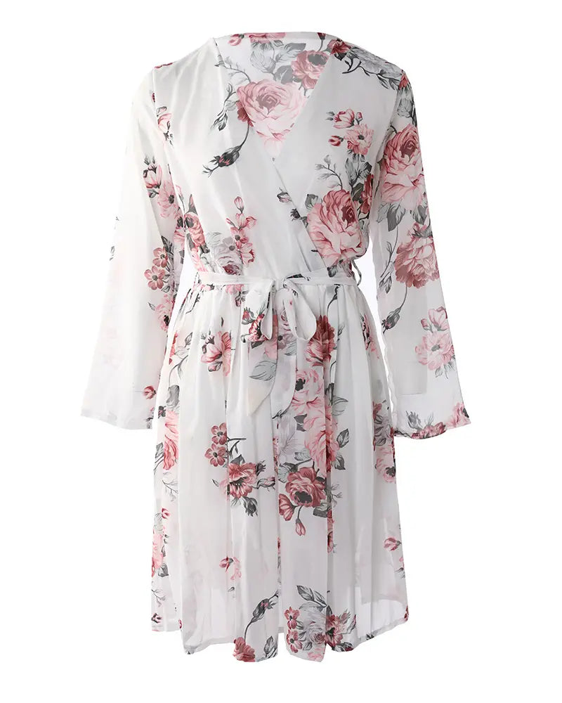 Raffiné® - Sophia Blooms floral print chiffon dress with overlap