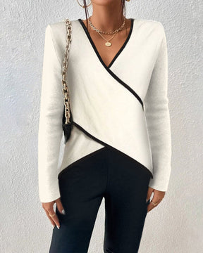 FallStil® - Ivory long sleeve V-neck sweater