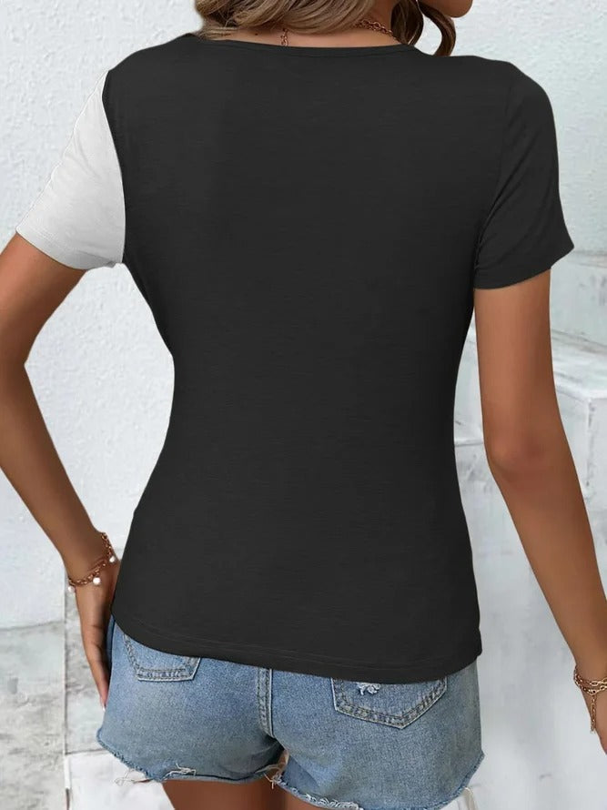 PureWear® - Chic color block top with V-neck