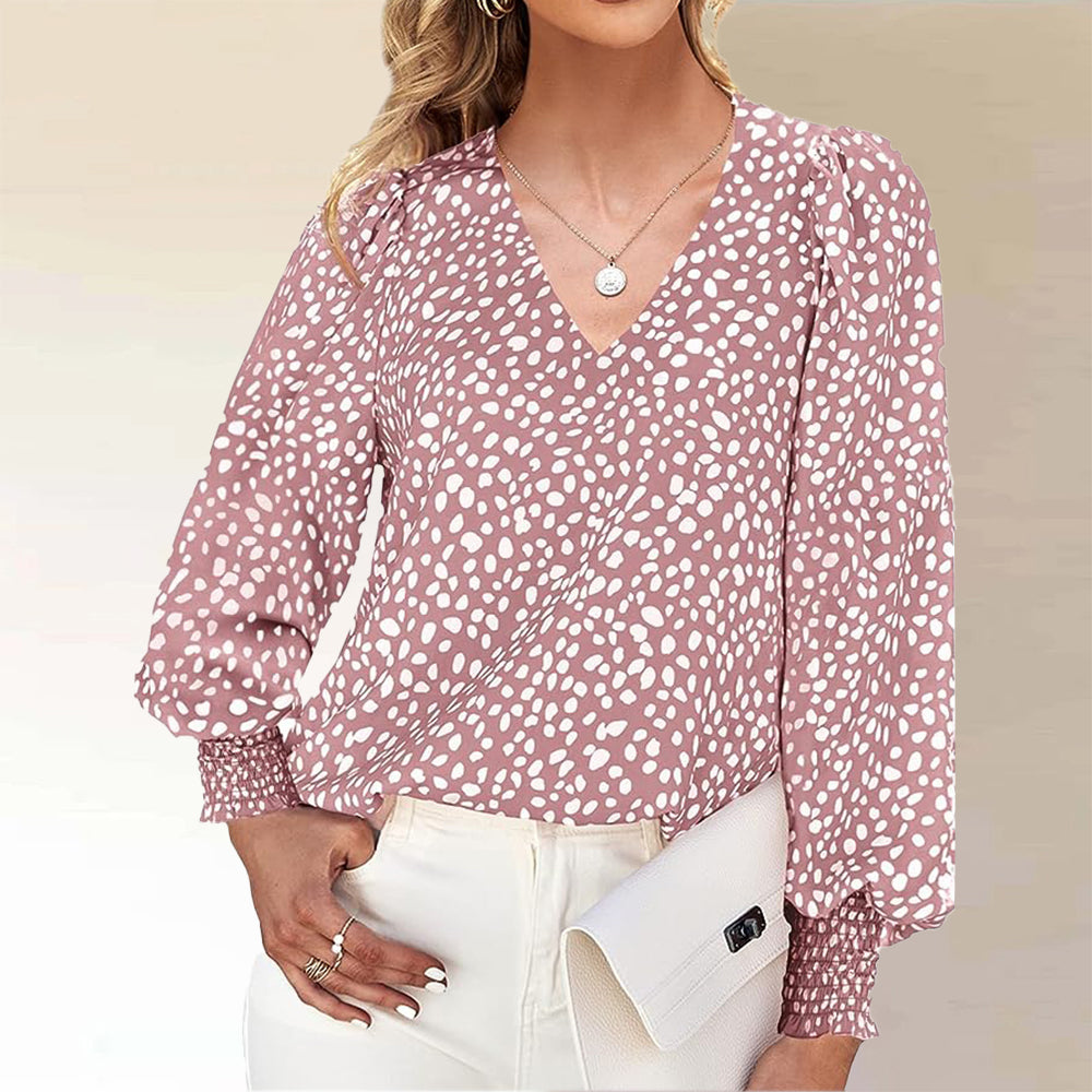 Naturlux® - Pink V-neck Print Round Neck Top