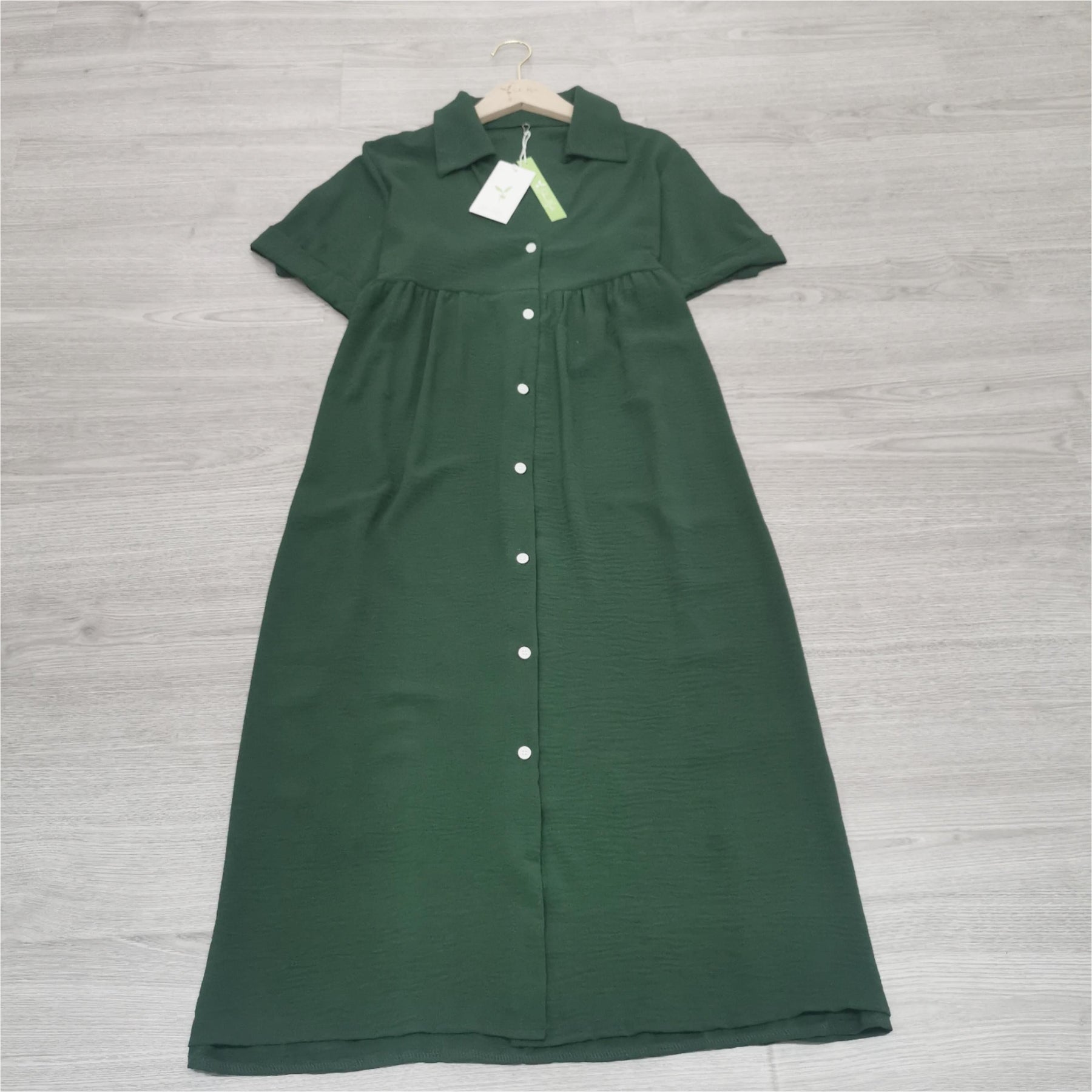 BlütenBliss® - Green plain baggy midi dress