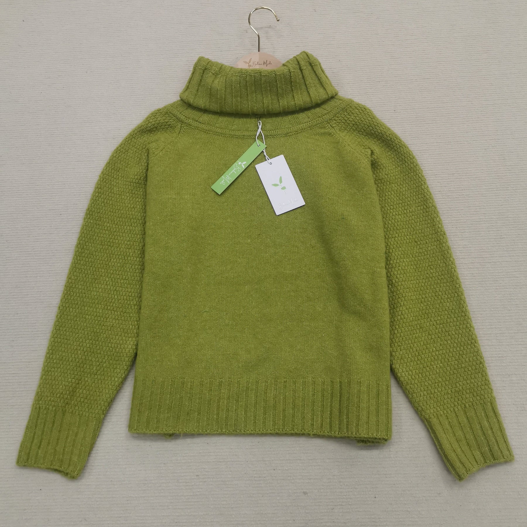 HerbstTrend® - Grass green oversized knitted turtleneck sweater