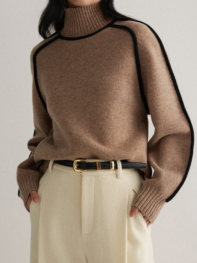 Naturlux® - Coffee sweater with high neckline