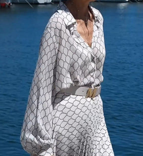 PureWear® - Casual long sleeve white maxi dress