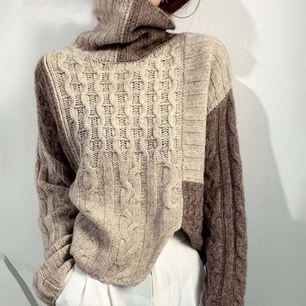 HerbstTrend® - Coffee-colored sweater with high neckline