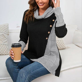 StrickSinn® - Chic long-sleeved houndstooth top