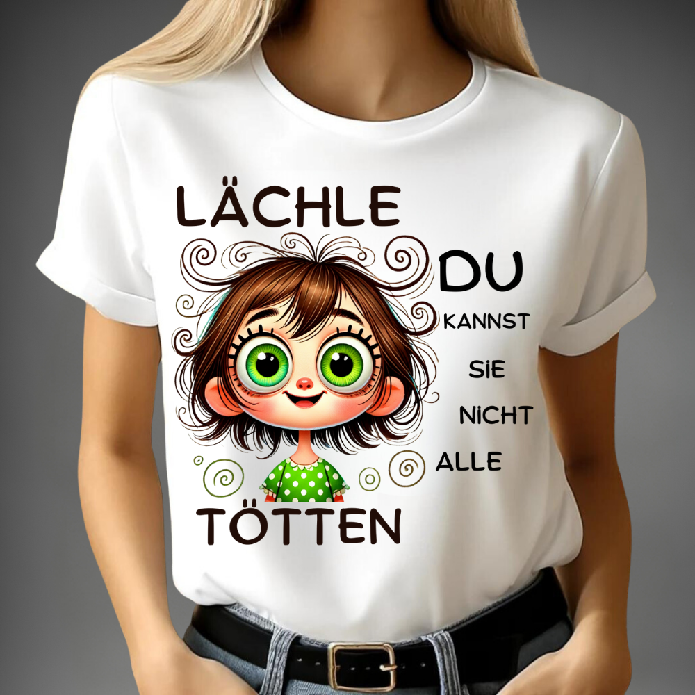 Lächel-Motiv T-Shirt | Humorvolles Statement | Lustige Weihnachten | Shirt für Frauen