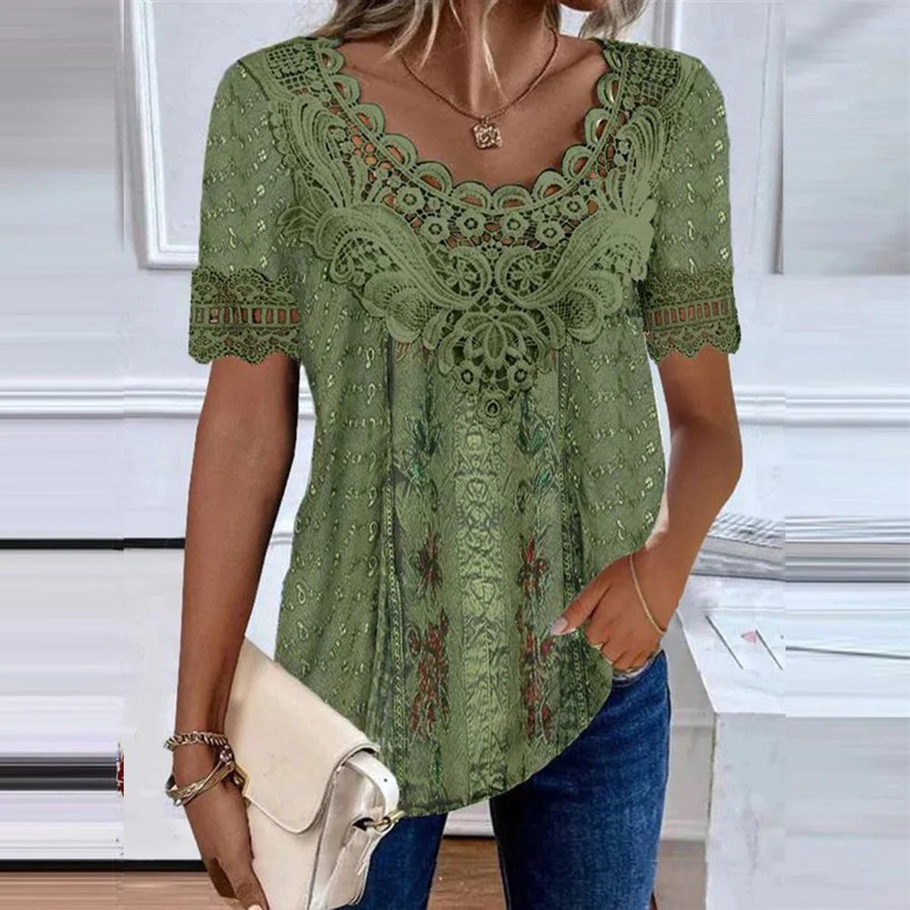 Green lace blouse