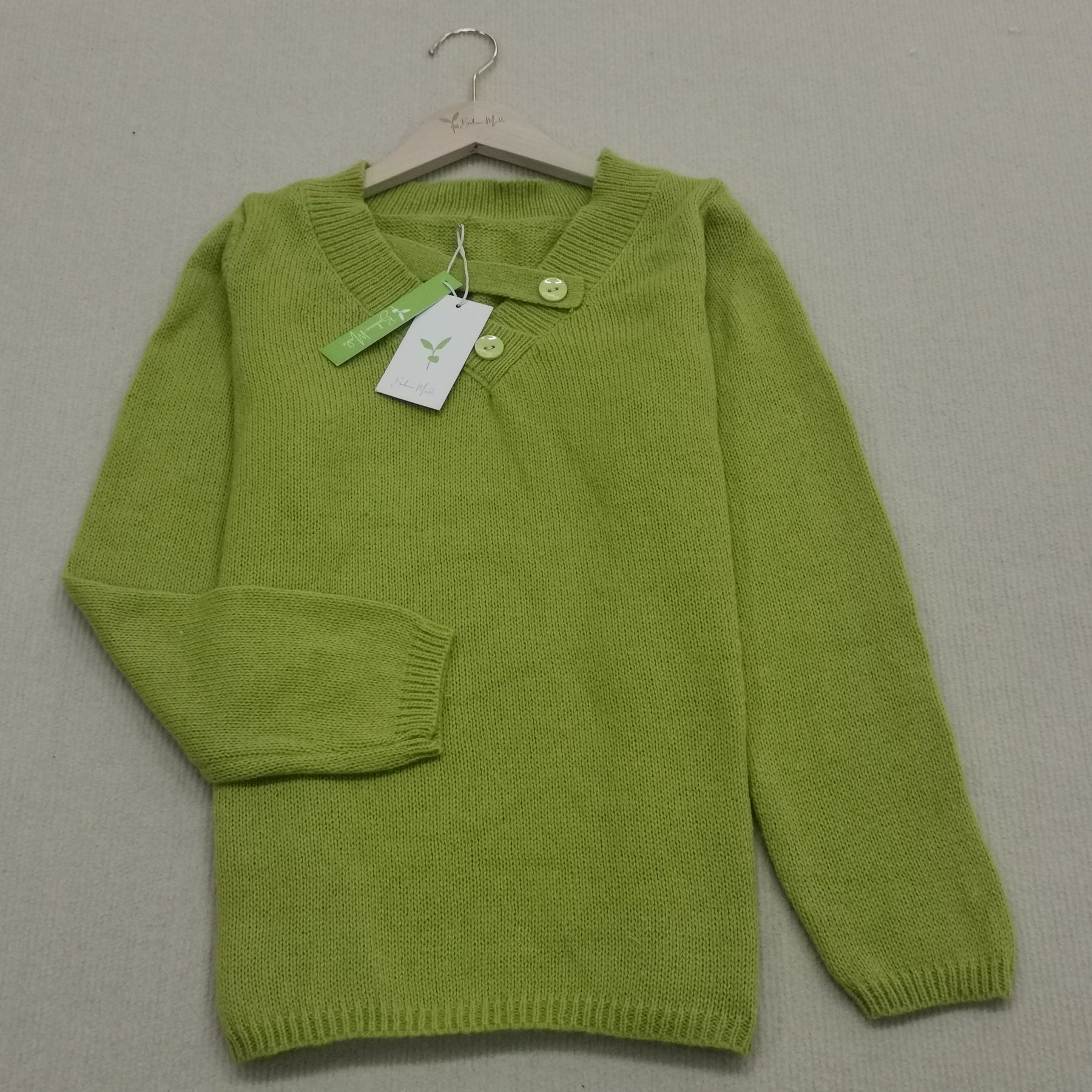 HerbstTrend® - Green plain V-neck sweater