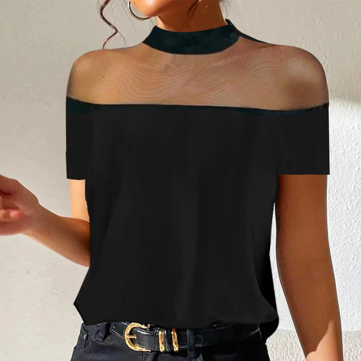 Black minimal chic top