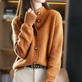 HerbstTrend® - Brown plain sweater with high neckline