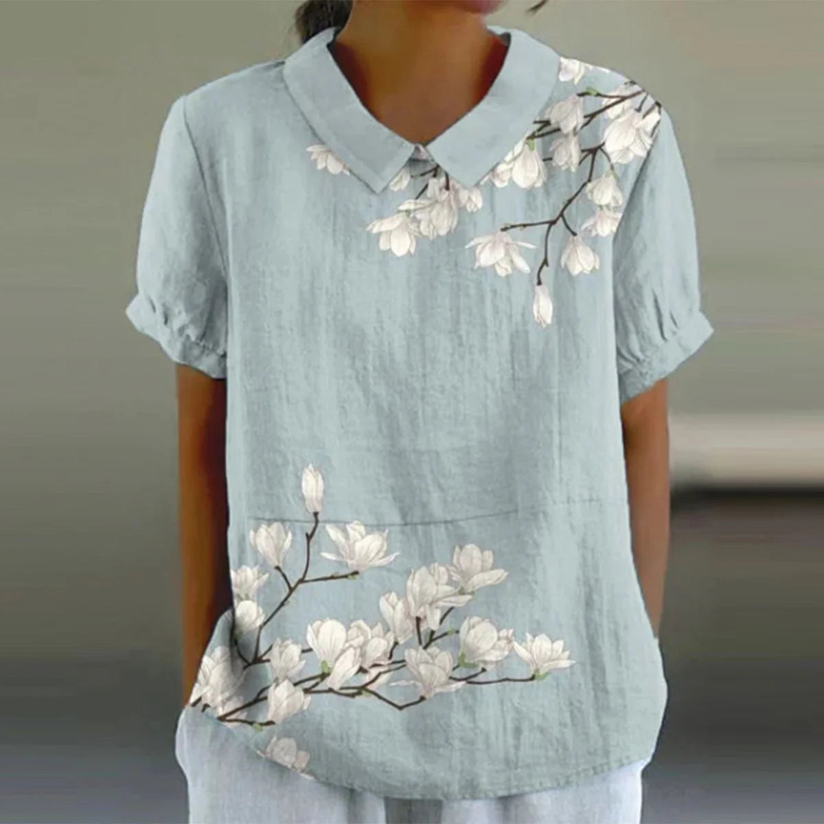 Flower collar shirt