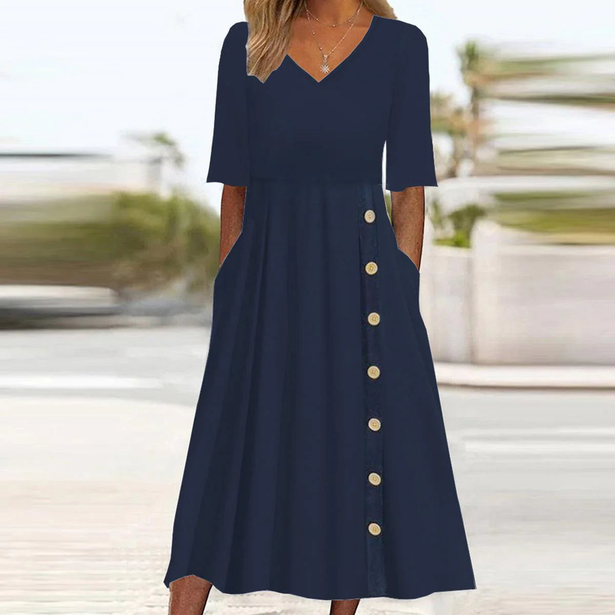 Sea blue midi dress