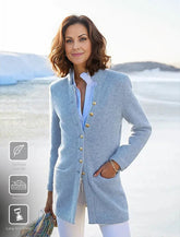 WinterTrend® - Airy plain blue sweater with long sleeves