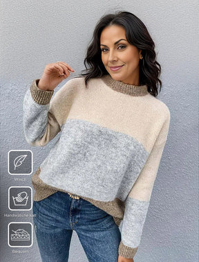 WinterTrend® - Grey Color Block Sweater