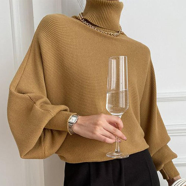 Naturlux® - Khaki plain turtleneck sweater