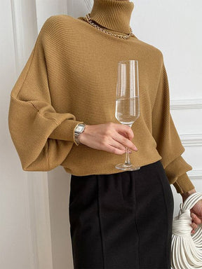 Naturlux® - Khaki plain turtleneck sweater