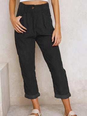 BioBlüte® - Black corduroy culotte comfort pants