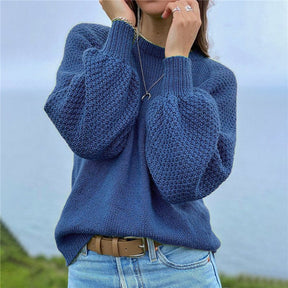 Even&amp;Vil® - Beautiful plain blue sweater with balloon sleeves