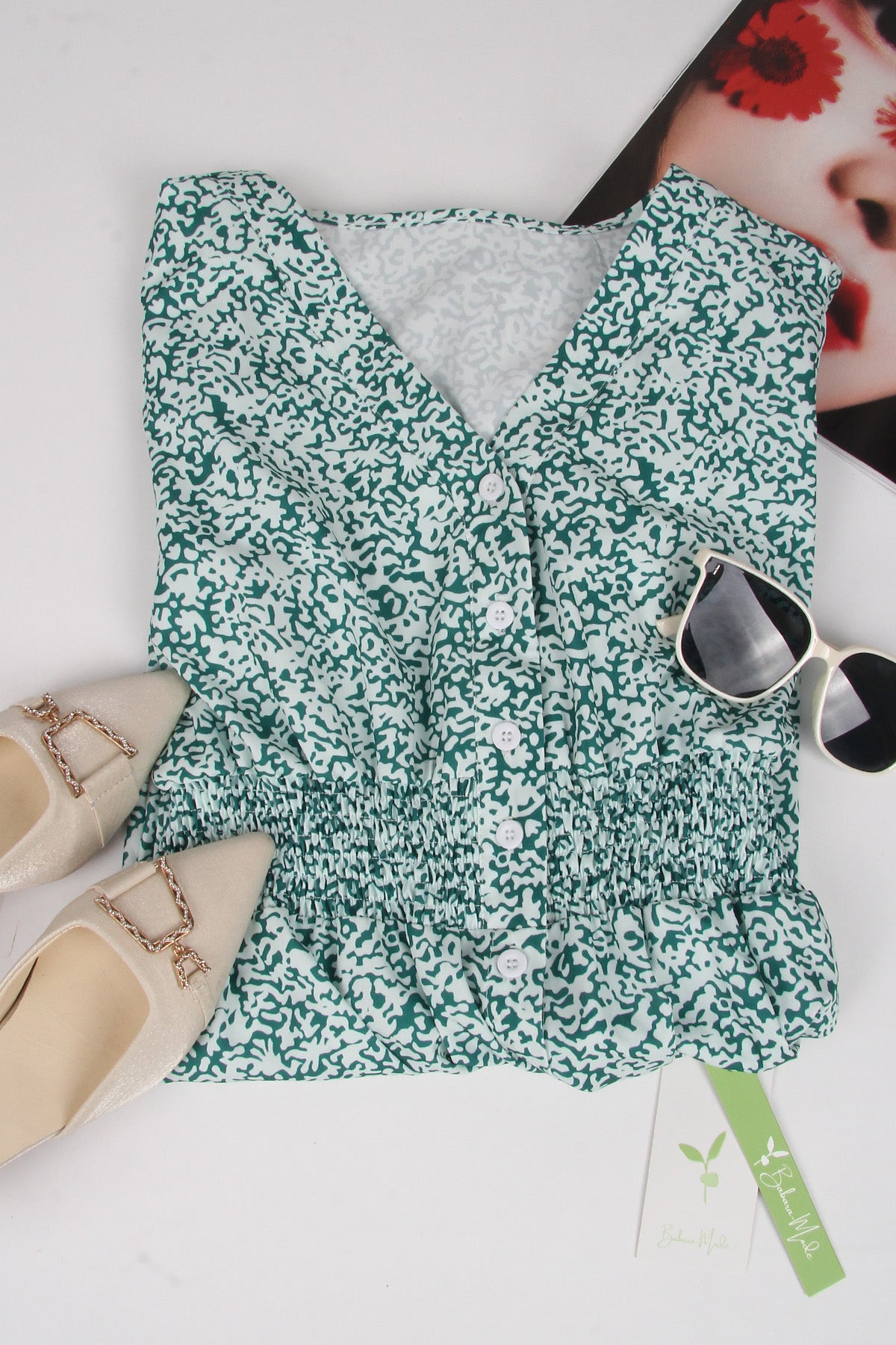 Flower Magic Green Midi Dress