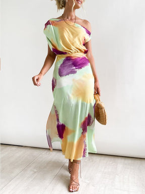 FallStil® - Elegant midi dress with multicolor print 