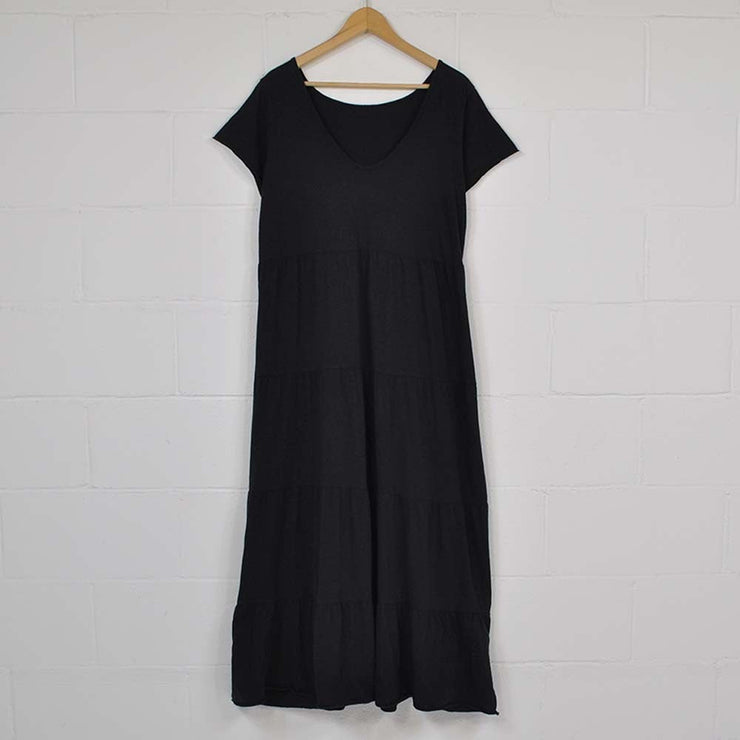 SpringStil® - Plain basic maxi dress with short sleeves