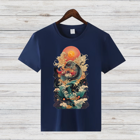 Mystischer Drachengeist | Japanisches Kunst T-Shirt | Asiatisches Drachen-Design | Stilvolles Winter-Statement | Baumwollshirt für Fantasy-Fans