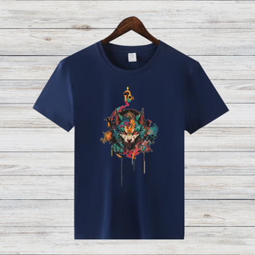 Mystischer Wolf | Künstlerisches T-Shirt | Wildes Design für Tierliebhaber | Cooles Statement Shirt für Männer