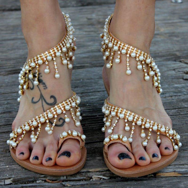 BioBlüte® - Pearl Dance Casual sandal with artificial pearls