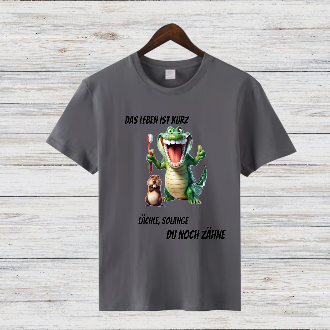 Krokodil & Hamster Shirt | Lustiges Statement | Humorvolles Design für Zahnliebhaber | Baumwoll-T-Shirt für kalte Tage