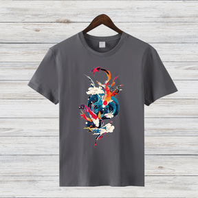Mystische Koi Fische | Asiatisches Kunst T-Shirt | Winterliches Statement Shirt | Elegantes Baumwollshirt für Stilbewusste