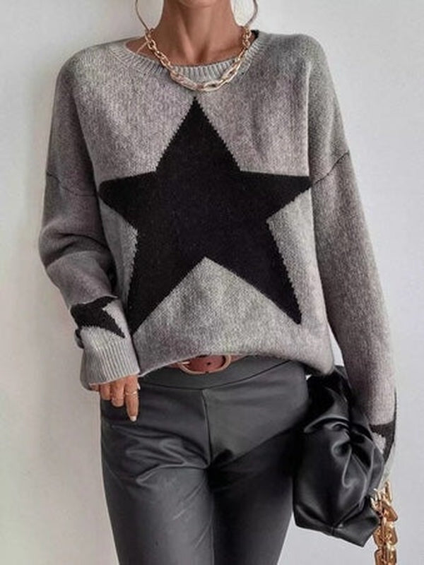 Naturlux® - Large Single Star Grey Long Sleeve Sweater