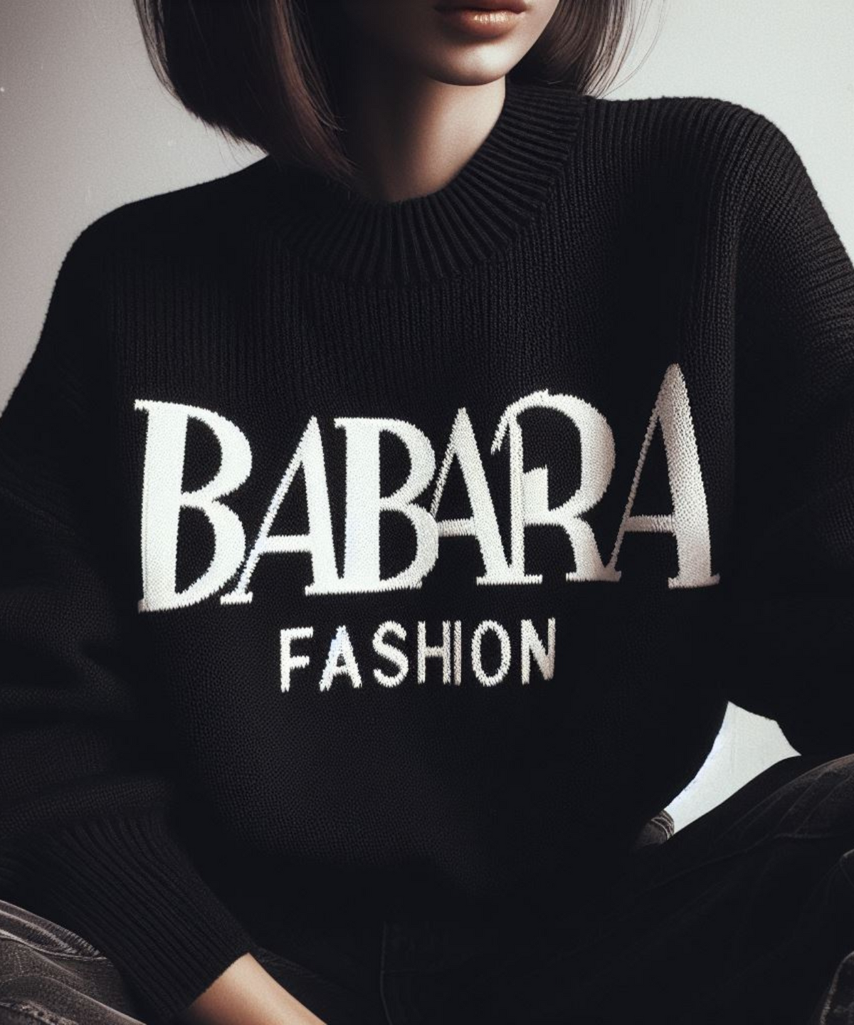 BabaraFashion® - Black modern &amp; casual sweater