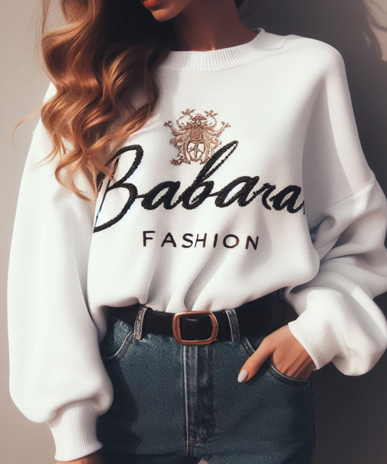 BabaraFashion® - Oversize sweater in elegant white