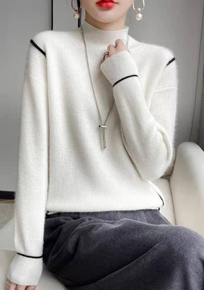 Naturlux® - White vintage sweater with high neck