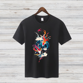 Mystische Koi Fische | Asiatisches Kunst T-Shirt | Winterliches Statement Shirt | Elegantes Baumwollshirt für Stilbewusste