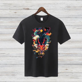 Mystischer Drachengeist | Asiatisches Kunst T-Shirt | Fantasievolles Design | Streetwear Shirt für Wintertage