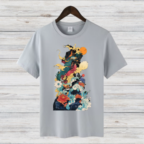 Mystisches Kunst-Shirt | Japanisches Wellen-Design | Stilvolles Winter T-Shirt | Fashion-Statement für Kreative