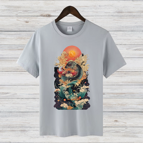 Mystischer Drachengeist | Japanisches Kunst T-Shirt | Asiatisches Drachen-Design | Stilvolles Winter-Statement | Baumwollshirt für Fantasy-Fans