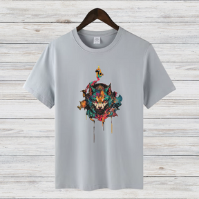 Mystischer Wolf | Künstlerisches T-Shirt | Wildes Design für Tierliebhaber | Cooles Statement Shirt für Männer