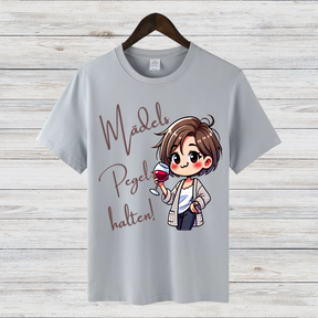 Mädels Pegel halten | Lustiges Wein-Shirt | Humorvolles Partyshirt | Statement Shirt für Weinliebhaberinnen
