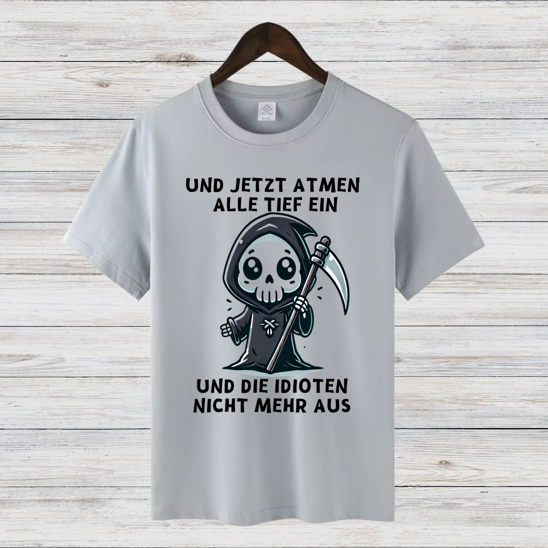 Sensenmann Shirt | Humorvolles Statement | Lustiges Winterdesign | Damen T-Shirt für kalte Tage