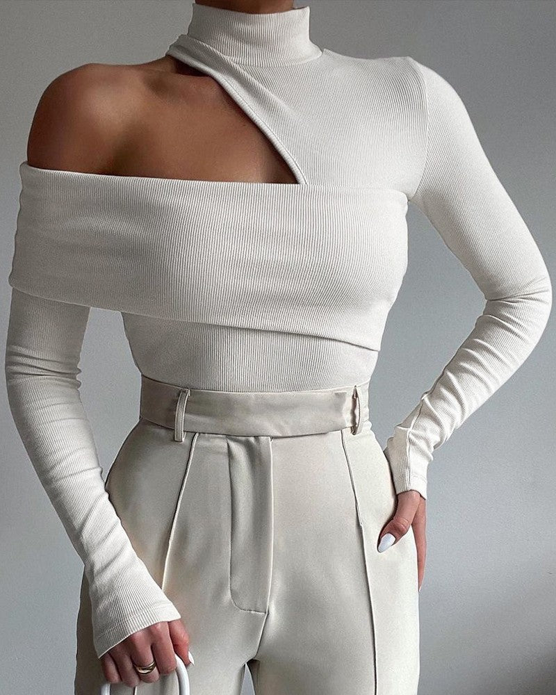 WinterTrend® - White long-sleeved plain top