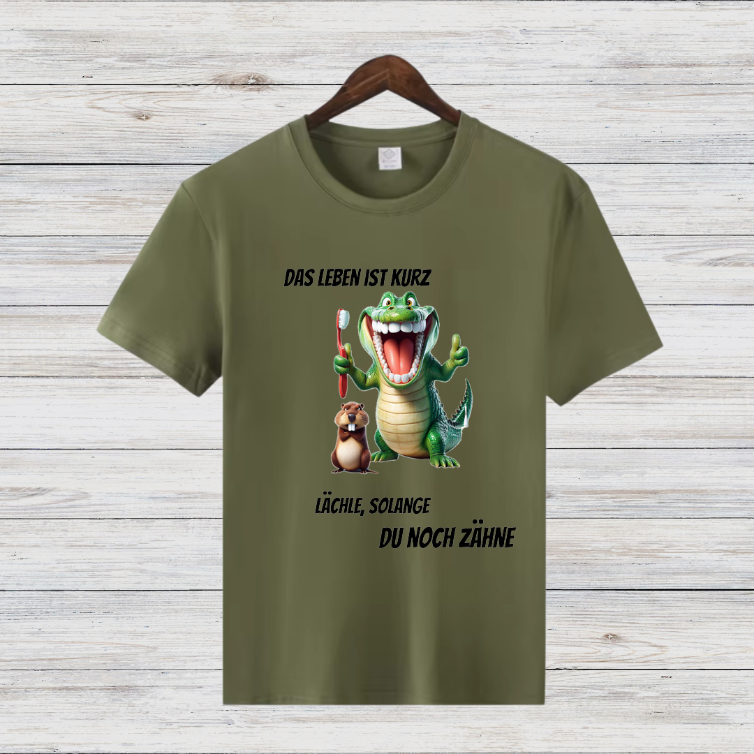 Krokodil & Hamster Shirt | Lustiges Statement | Humorvolles Design für Zahnliebhaber | Baumwoll-T-Shirt für kalte Tage