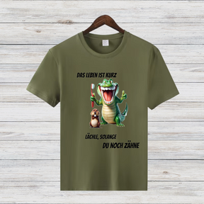 Krokodil & Hamster Shirt | Lustiges Statement | Humorvolles Design für Zahnliebhaber | Baumwoll-T-Shirt für kalte Tage