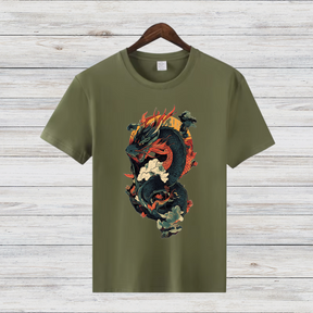 Mystischer Drache | Asiatisches Drachenmotiv | Stilvolles Wintershirt | Fantasy T-Shirt für Fans | Herren Shirt mit Drachen-Design